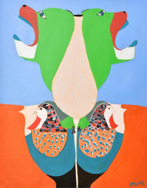 Twitterati! (The Beast Within) by Shantala Palat, Original Acrylic Contemporary Painting on Paper, Small Vertical Wall Art