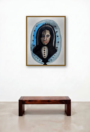 Two Face Of Society (The Veiled Woman) by artist Rohit Joshi displayed in a Eclectic Hotel Suite