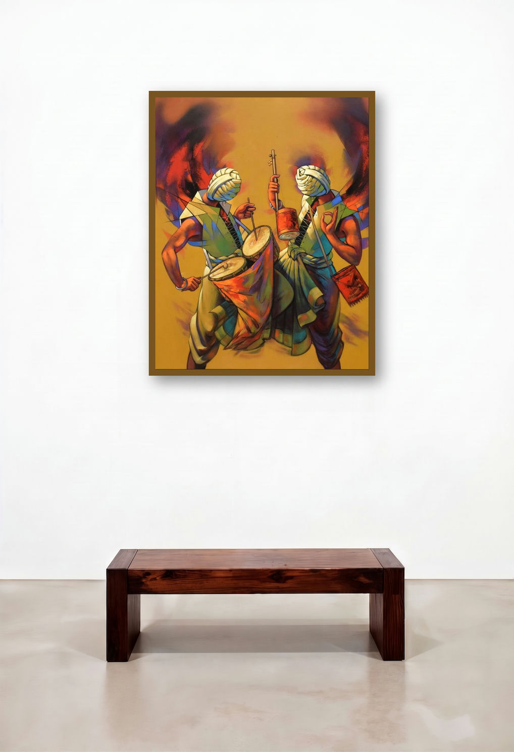 Two Musicians (Musical Duet**) by artist Shankar Gojare displayed in a Elegant Living Room