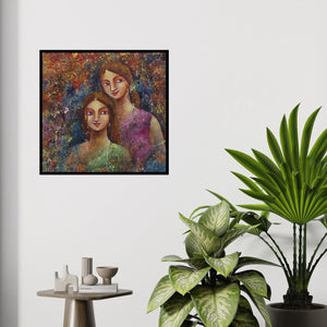 In-situ view of Indrani Acharya's 'Two Sisters' painting in a room