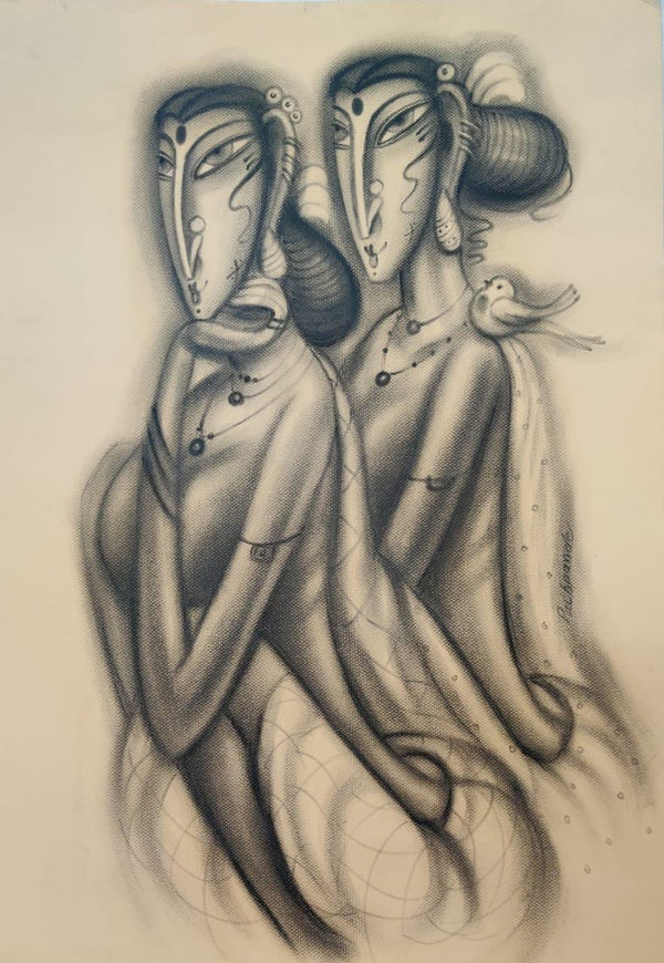 Two Women painting by Ramesh Pachpande