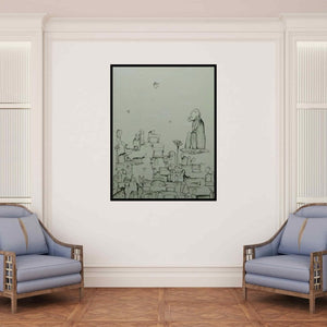 In-situ view of Taslim Jamal's 'Udaan 2 (A World in Motion)' painting in a room