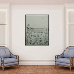 In-situ view of Taslim Jamal's 'Udaan 4 (Above the Fray)' painting in a room