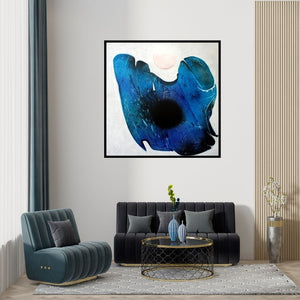 Preview of 'Uday' Painting by Pradeep Ahirwar shown on a wall in a furnished room.