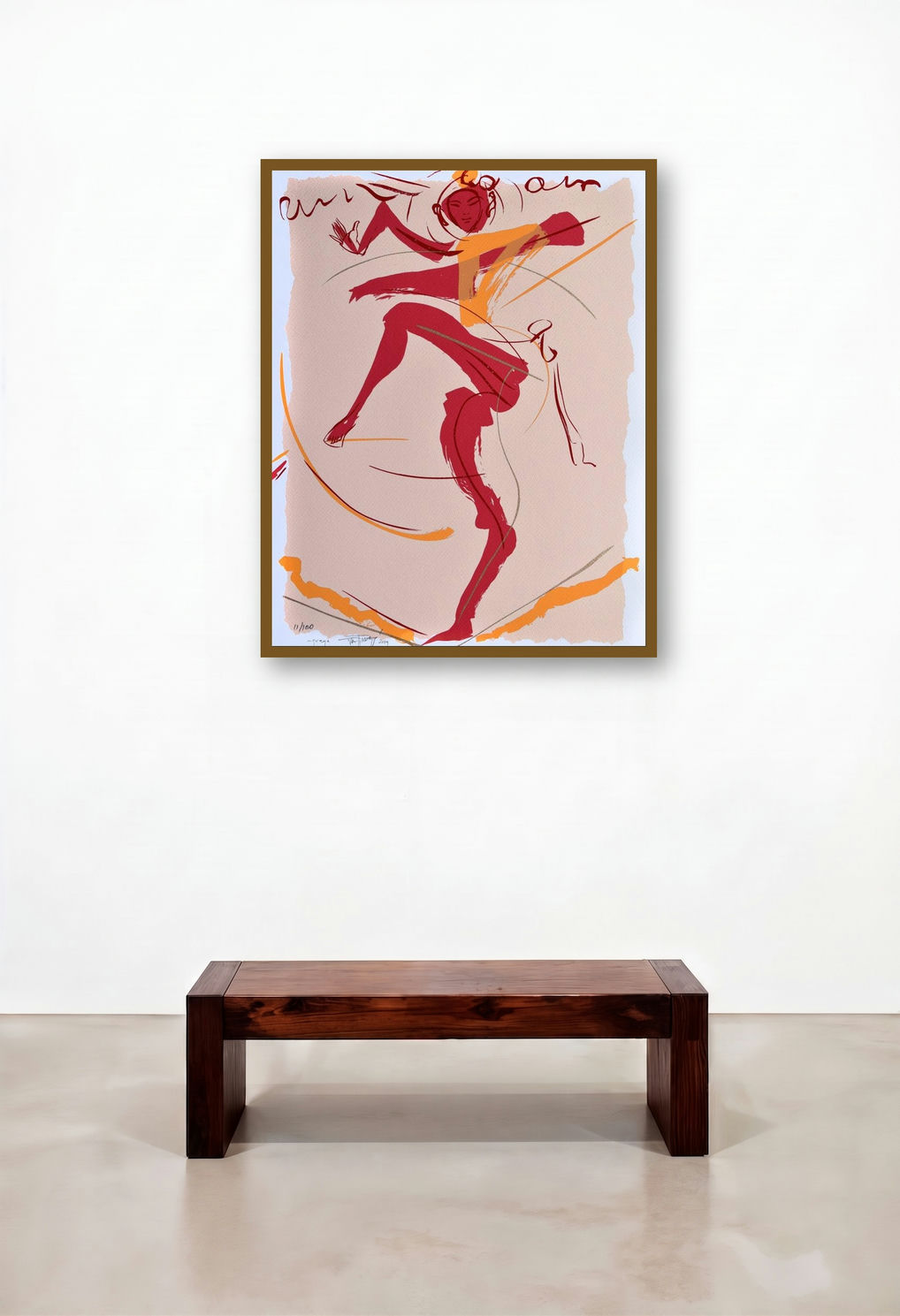 Ugaraya (The Eternal Dance) by artist Jatin Das displayed in a Traditional Library