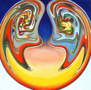 Ugra Samvad (Soul Resonance) by Atul Padia, Original Acrylic Abstract Painting on Canvas, Medium Square Wall Art