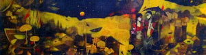 Underneath The Stars (Cosmic Whispers) by Mukesh Salvi, Original Acrylic Figurative Painting on Canvas, Small Horizontal Wall Art