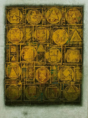 Abstract acrylic painting titled 'Unitled 1', 48x36 inches, by artist Basuki Dasgupta on Canvas
