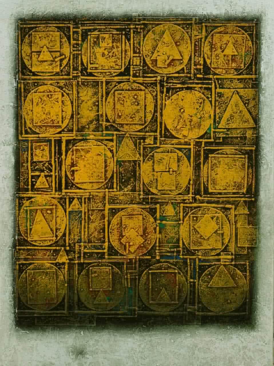 Abstract acrylic painting titled 'Unitled 1', 48x36 inches, by artist Basuki Dasgupta on Canvas