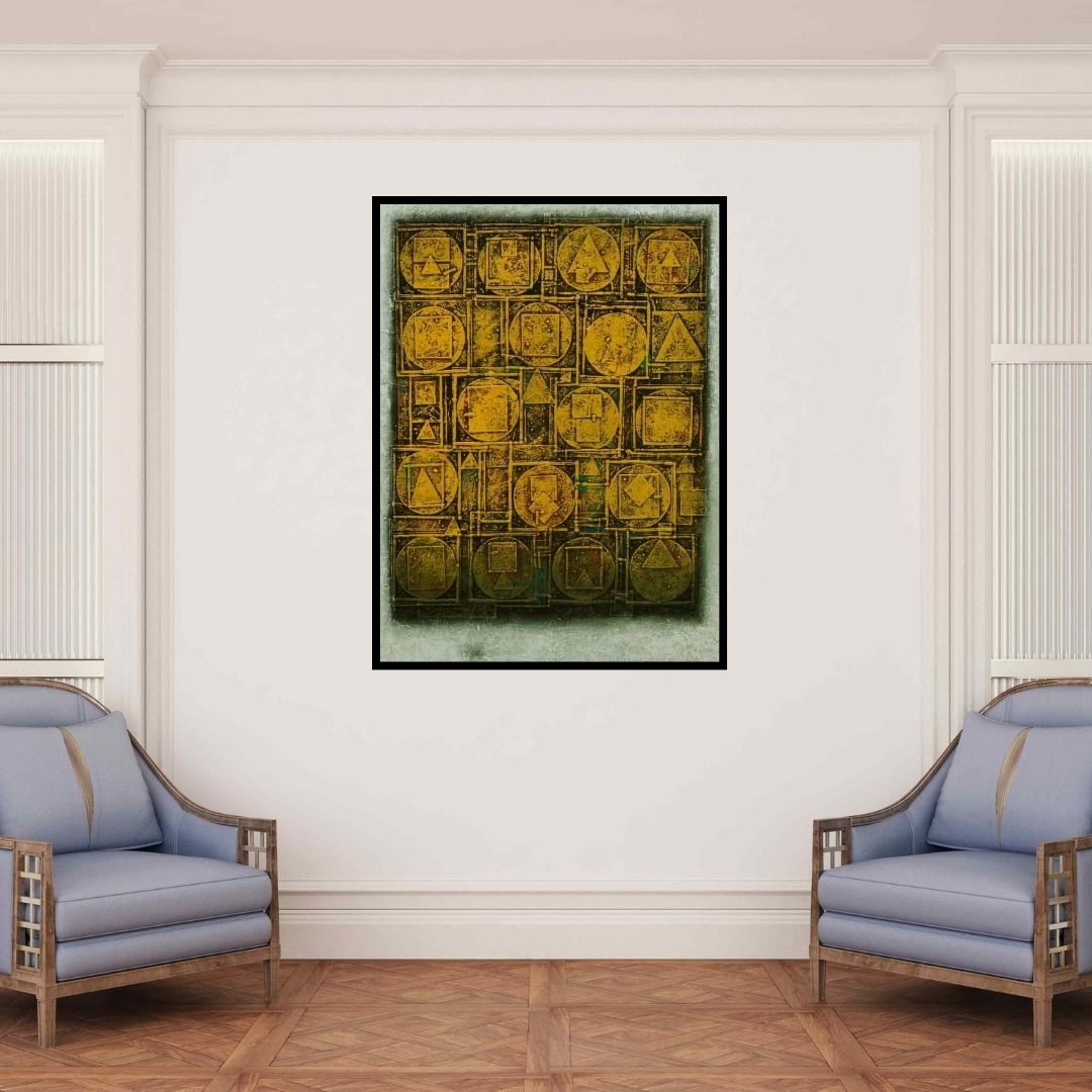 In-situ view of Basuki Dasgupta's 'Unitled 1 (Interlocking Forms)' painting in a room