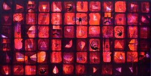 Universal Form (The Language of Symbols) by Amol Pawar, Original Acrylic Abstract Painting on Canvas, X-Large Horizontal Wall Art