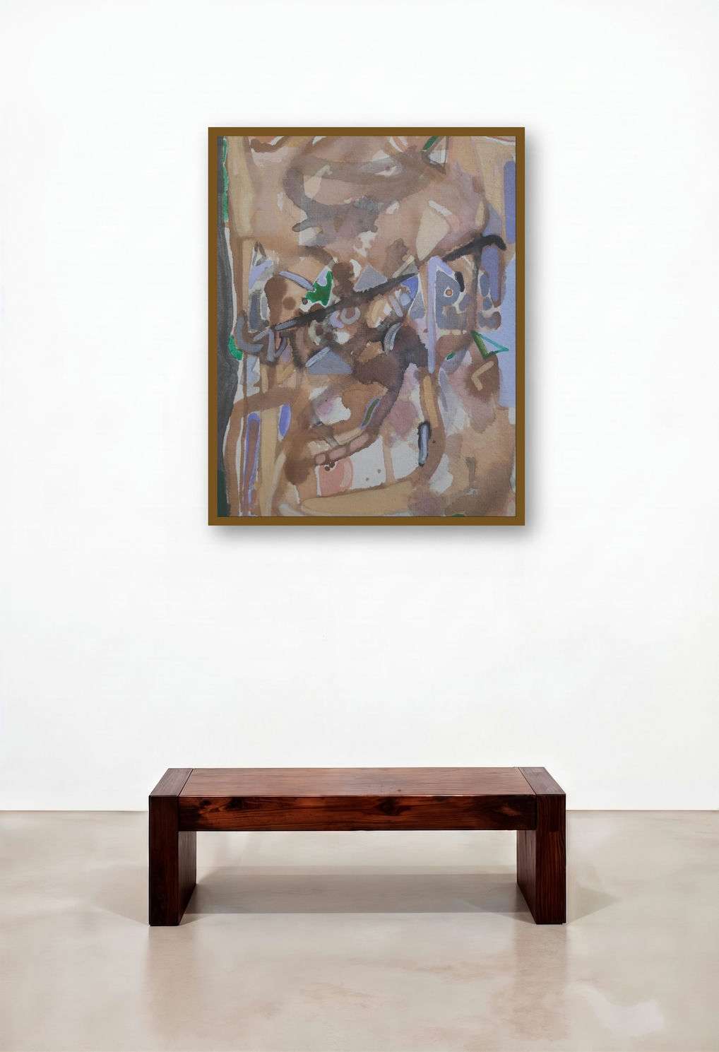 Unknown Layers 2 (Layers of Memory) by artist Sameer Dixit displayed in a Mid-Century Modern Living Room