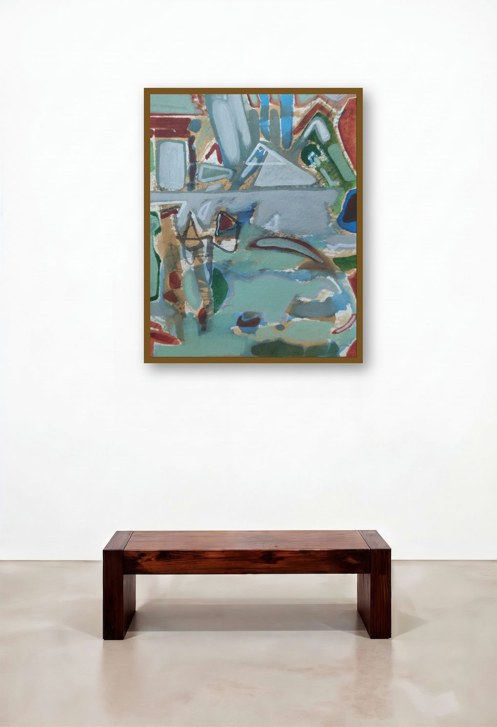 Unknown Layers 4 (Urban Echoes) by artist Sameer Dixit displayed in a Art Deco Reception Area