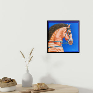 In-situ view of Sanket Sawant's 'Unstoppable (The Noble Steed)' painting in a room