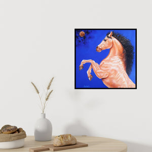 Preview of 'Unstoppable 2 (Lunar Leap)' Painting by Sanket Sawant shown on a wall in a furnished room.