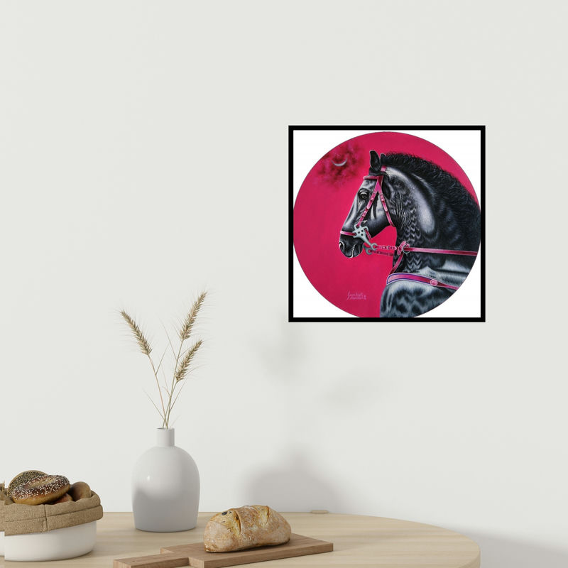 In-situ view of Sanket Sawant's 'Unstoppable 2 (Crimson Night)' painting in a room