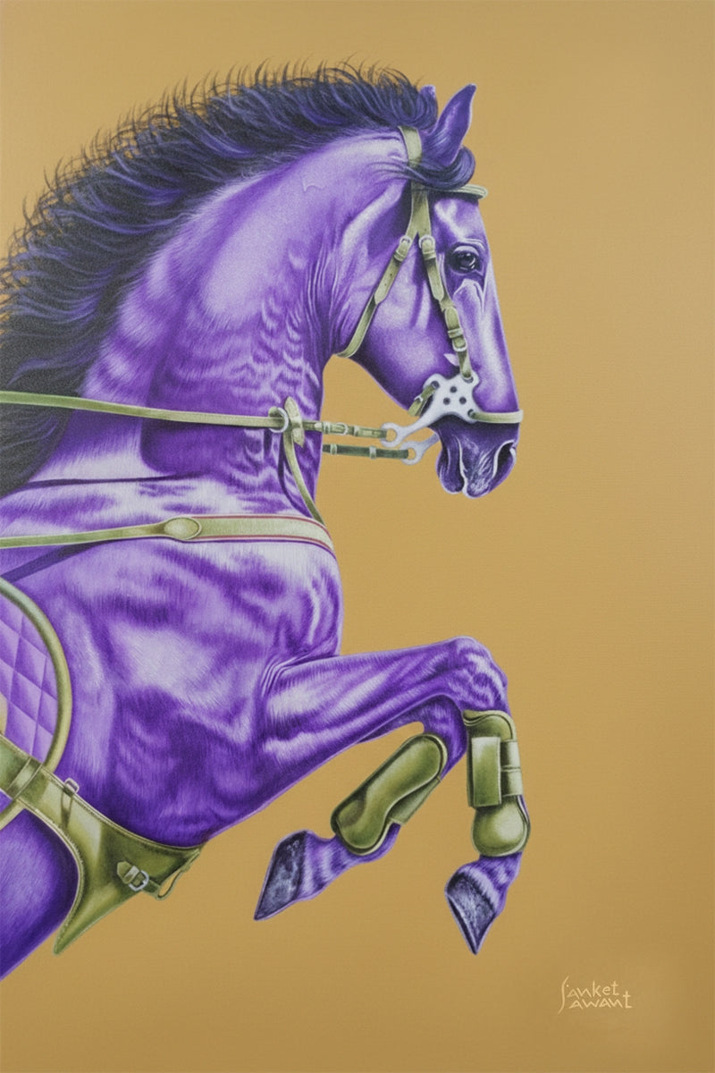 Unstoppable 2' animals acrylic painting by artist Sanket A Sawant, 36x24 inch, on canvas