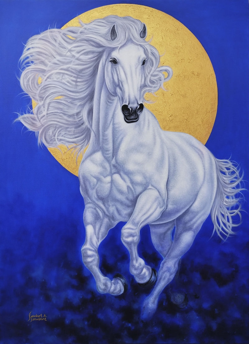 Unstoppable 3' animals acrylic painting by artist Sanket Sawant, 48x36 inch, on canvas