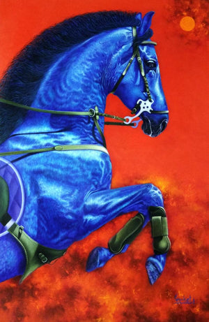 Animals acrylic painting titled 'Unstoppable 3', 48x36 inches, by artist Sanket Sawant on Canvas