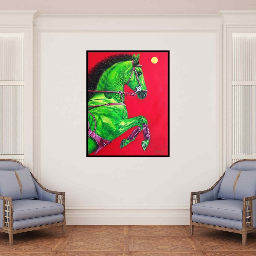 In-situ view of Sanket Sawant's 'Unstoppable 4' painting in a room