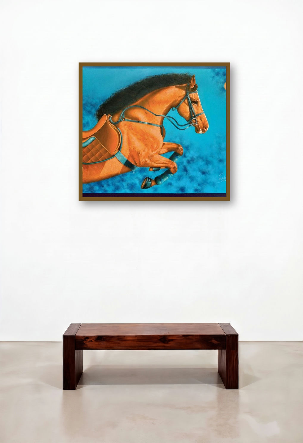 Unstoppable 6 (Lunar Leap) by artist Sanket Sawant displayed in a Art Deco Hallway