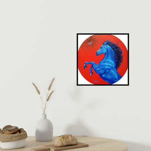 In-situ view of Sanket Sawant's 'Unstoppable (Lunar Leap)' painting in a room