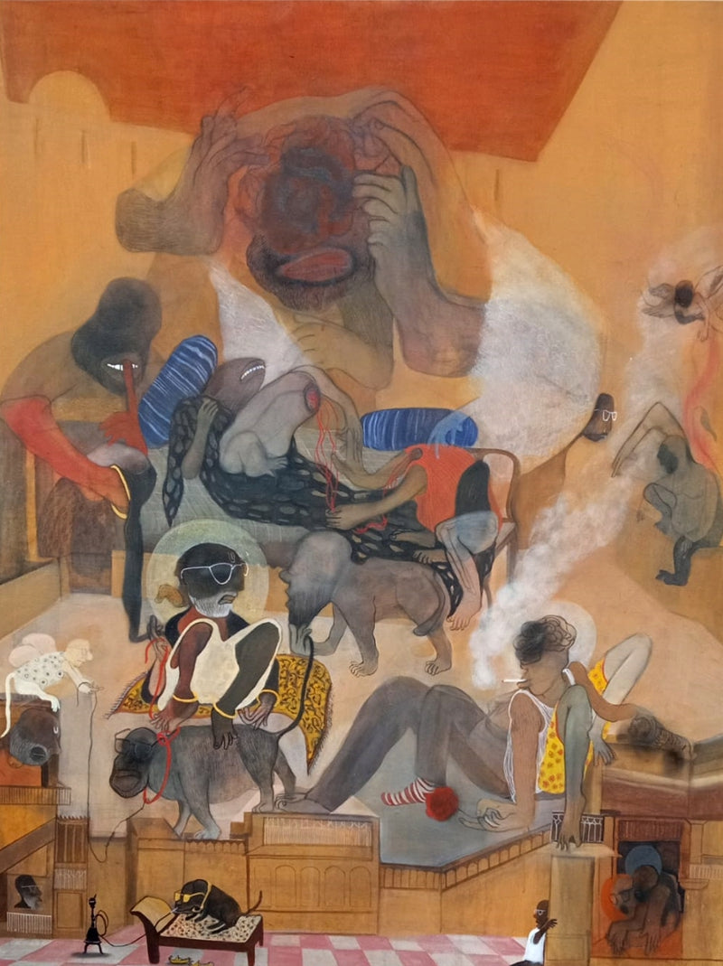 Untititled 1' contemporary mixed-media painting by artist Susmita Chowdhury, 48x36 inch, on canvas