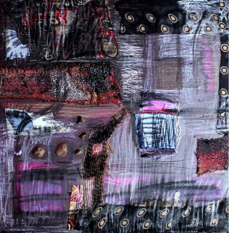 Abstract mixed media titled 'Untitle 1', 19x19 inches, by artist Vipin Singh on Canvas