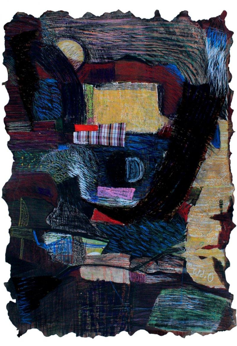 Abstract mixed media titled 'Untitle 3', 61x92 inches, by artist Vipin Singh on Canvas