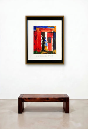 Untitle 5 (City Rhythms) by artist Anndbedrala Bangalore displayed in a Mid-Century Modern Study