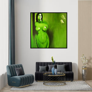 Preview of 'Untitle Vii' Painting by Surendra Jagtap shown on a wall in a furnished room.