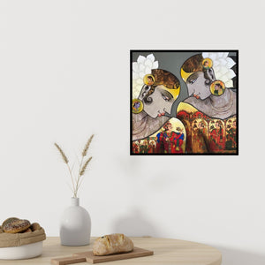 Preview of 'Untitled 1' Painting by Sachin Kharat shown on a wall in a furnished room.