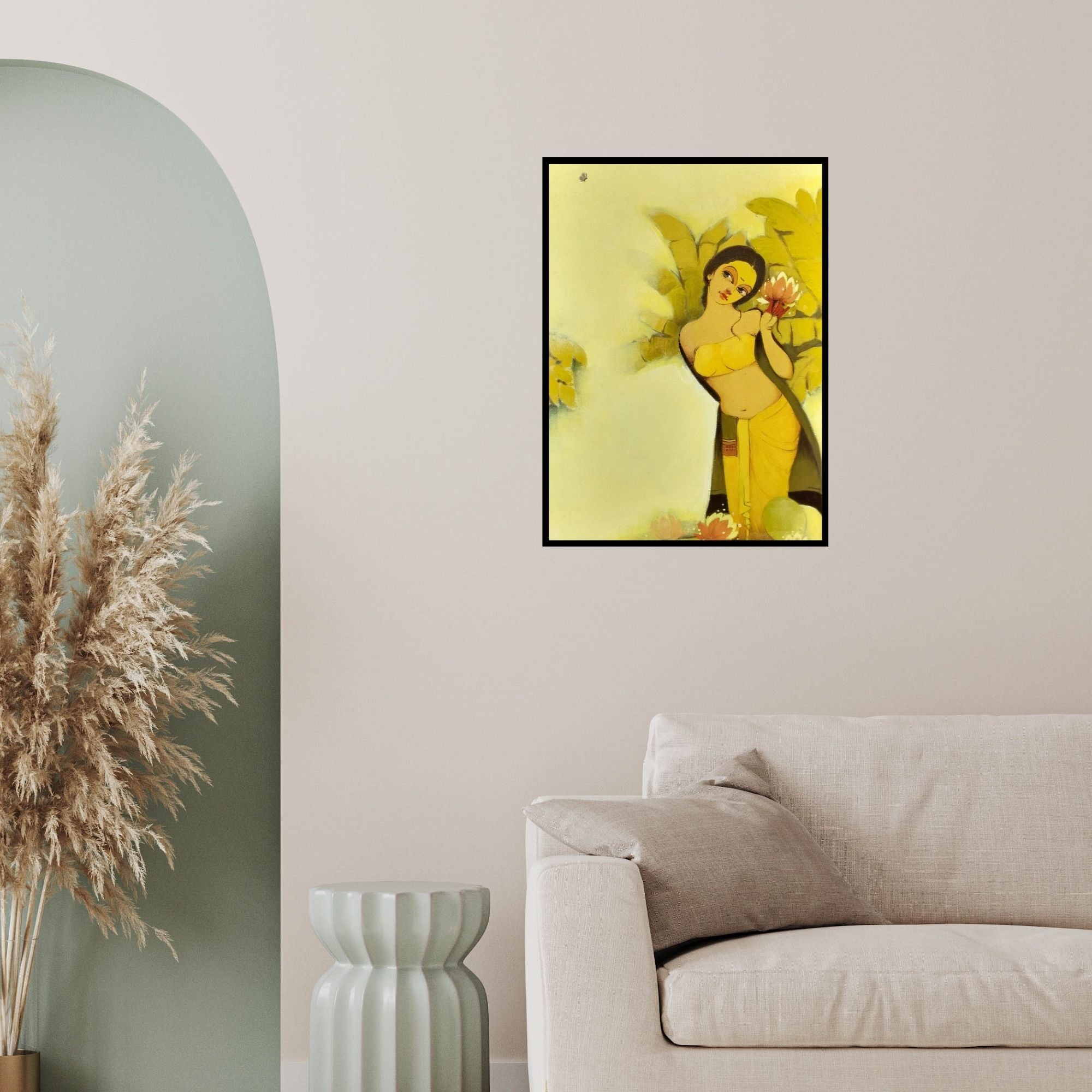 In-situ view of Renuka Fulsoundar's 'Untitled 1 (Beauty of India)' painting in a room