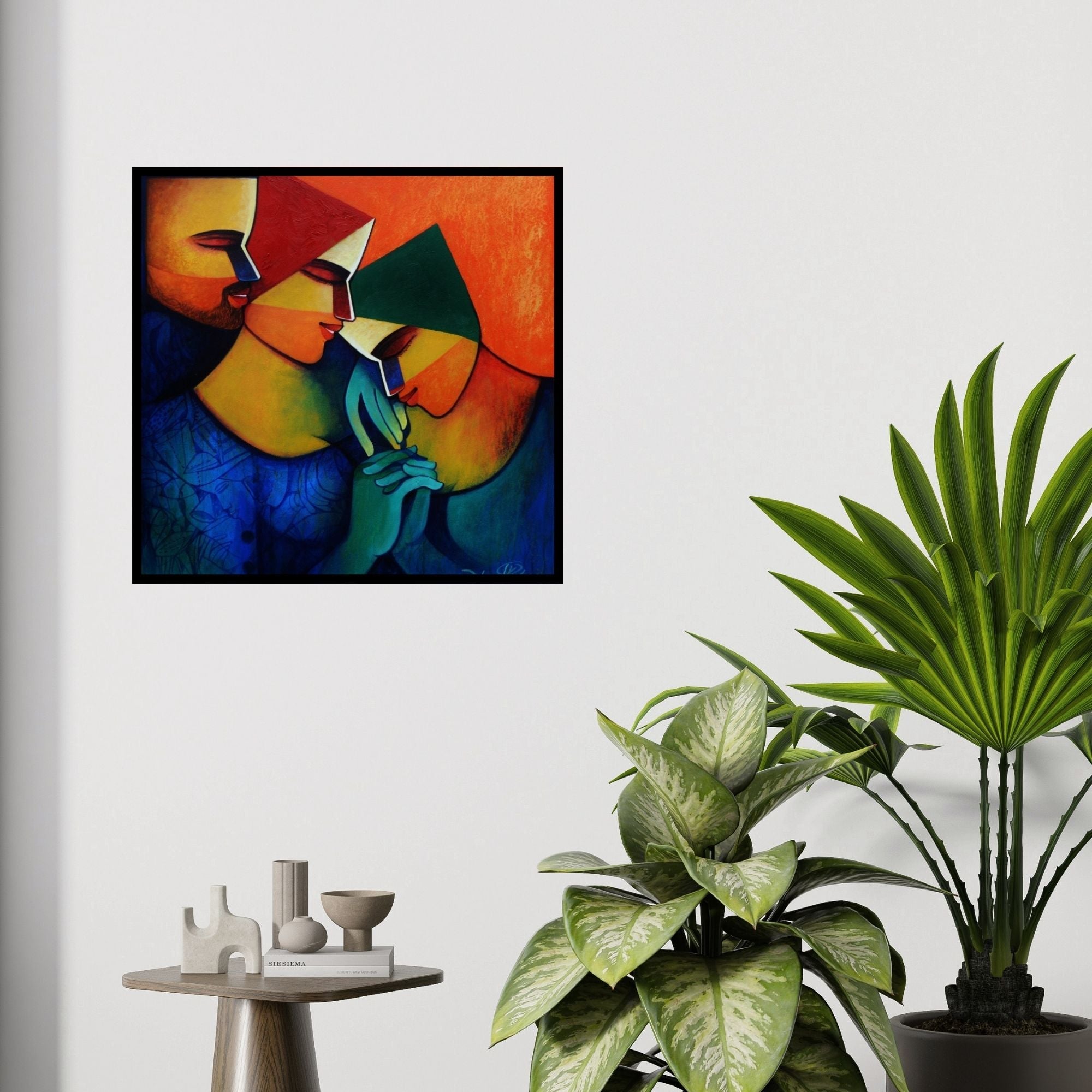 In-situ view of Nawal Kishore's 'Untitled 1' painting in a room