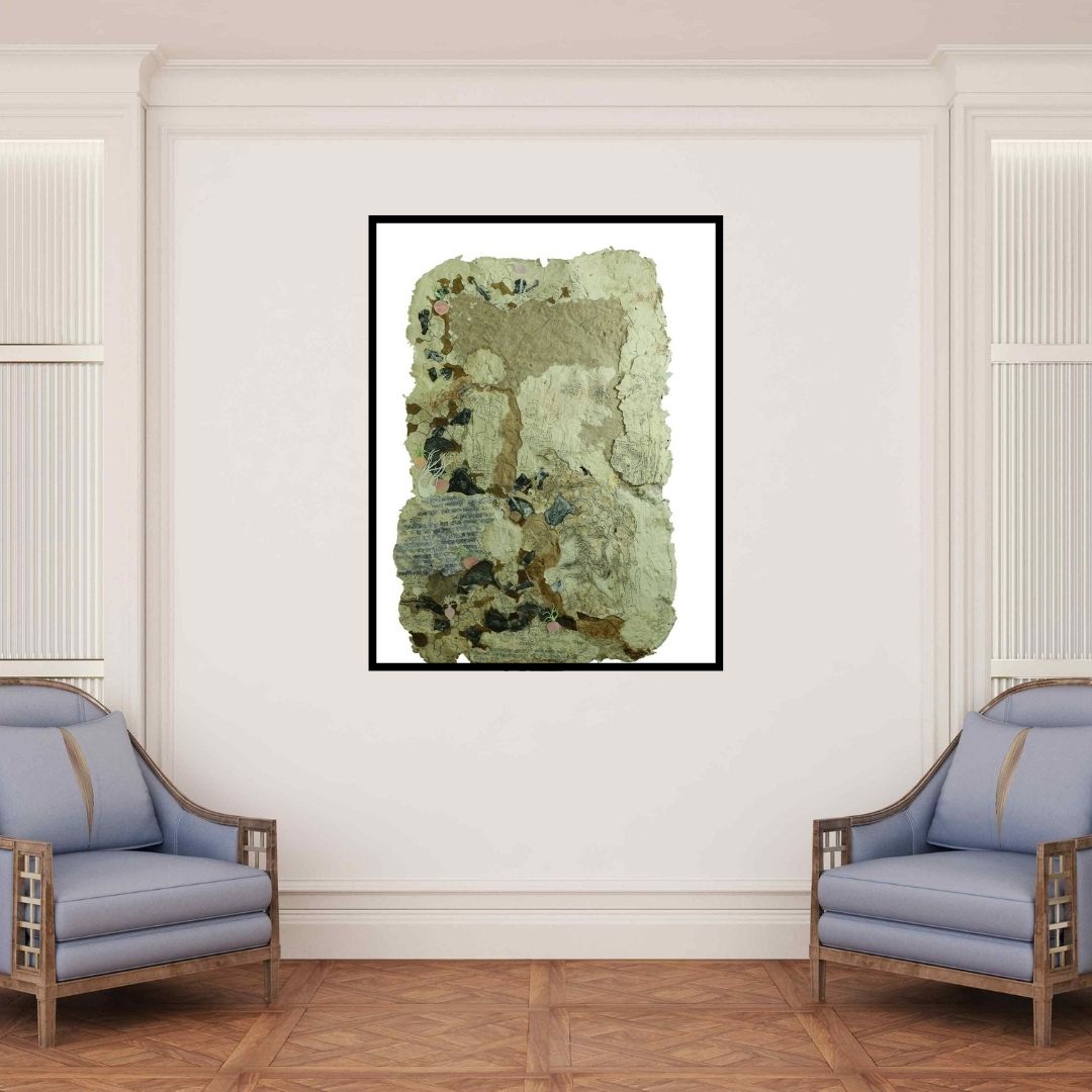 In-situ view of Subhadip Bhattacharya's 'Untitled 1' painting in a room