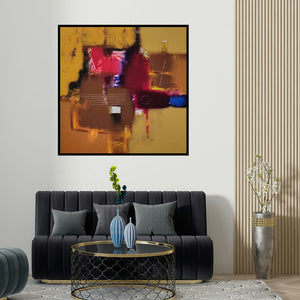 Paras Parmar's 'Untitled 1 (The Flow of Energy)' painting visualized above a sofa in a contemporary room.