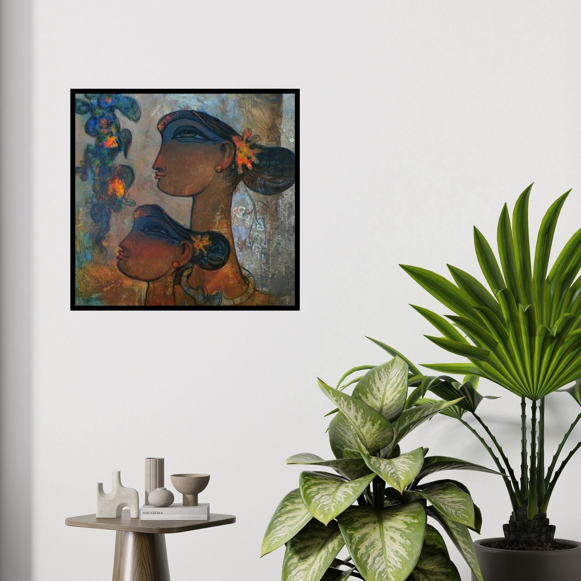 In-situ view of Ramesh Gujar's 'Untitled 1 (Floral Reverie)' painting in a room