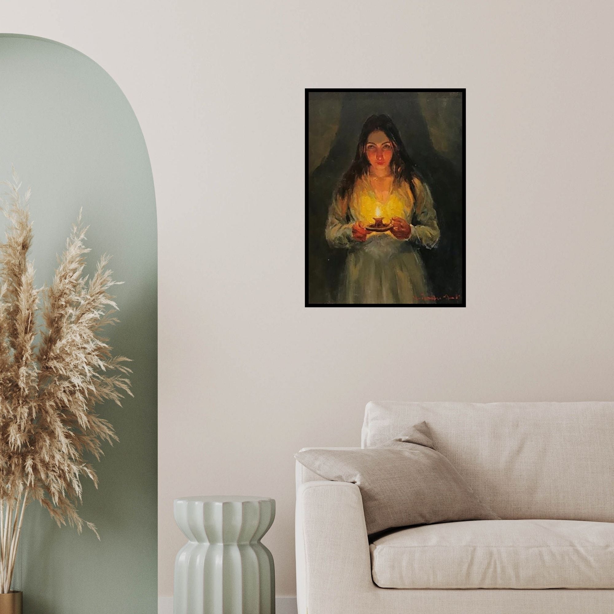 In-situ view of Vishwa Sahni's 'Untitled 1' painting in a room