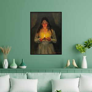 Preview of 'Untitled 1' Painting by Vishwa Sahni shown on a wall in a furnished room.