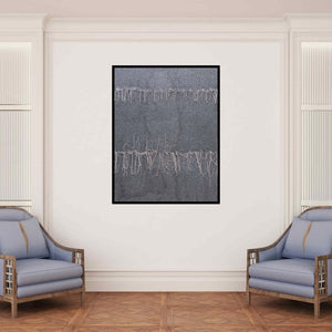 In-situ view of Hansodnya Thambe's 'Untitled 1 (Linear Echoes)' painting in a room