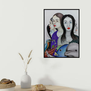 Rajesh Salagaonkar's 'Untitled 1' painting visualized above a sofa in a contemporary room.