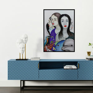 'Untitled 1' painting by Rajesh Salagaonkar shown on a wall in a furnished room.
