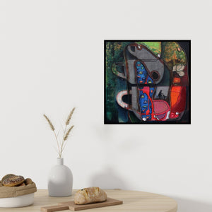 Preview of 'Untitled 1 (Teapot's Dream)' Painting by Sangeeta Singh shown on a wall in a furnished room.