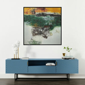 'Untitled 1 (Untitled 1)' painting by Shilpa Nikam shown on a wall in a furnished room.