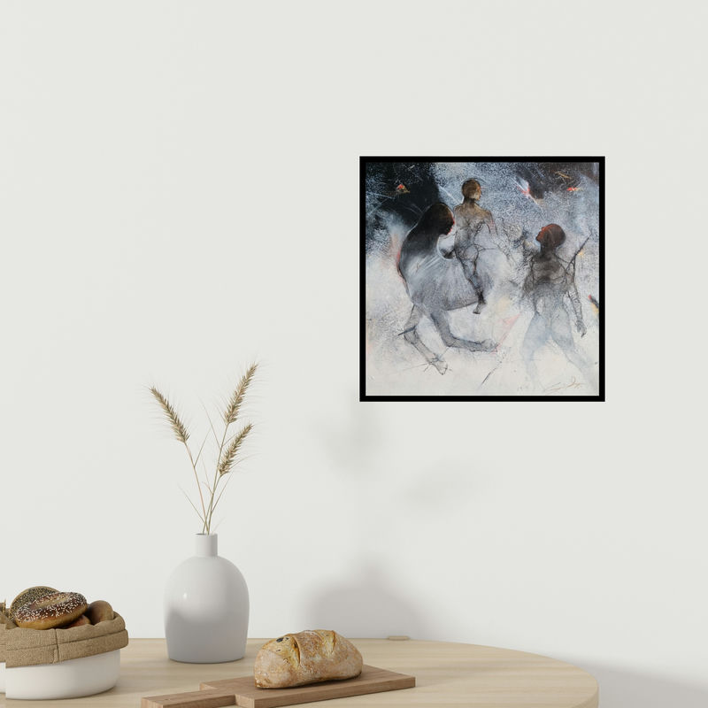 In-situ view of Sajal Patra's 'Untitled 1 (Lost in Thought**)' painting in a room