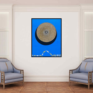 In-situ view of Bharat Dodiya's 'Untitled 1 (Ethereal Sails)' painting in a room