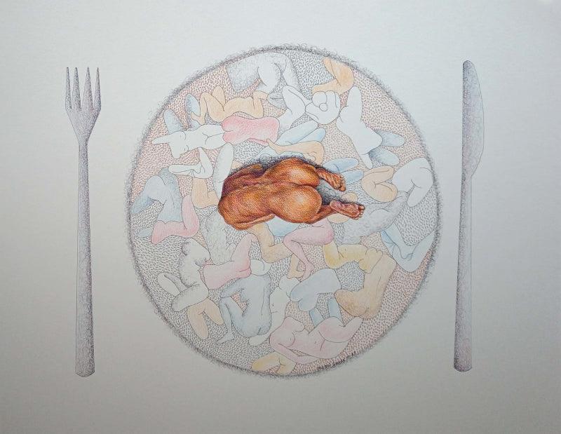 Nude mixed media painting titled 'Untitled 1', 20x26 inches, by artist Mansi Sagar on Canson Paper