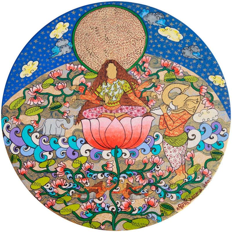 contemporary mixed media painting titled 'Untitled 1', 12x12 inches, by artist Seema Kohli on Canvas