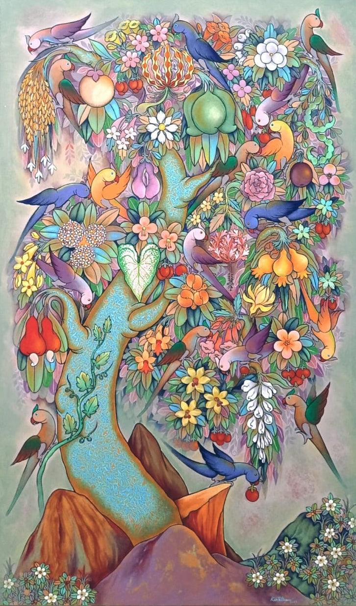 Nature acrylic painting titled 'Untitled 1', 59x36 inches, by artist Karthikeyan Kr on Canvas