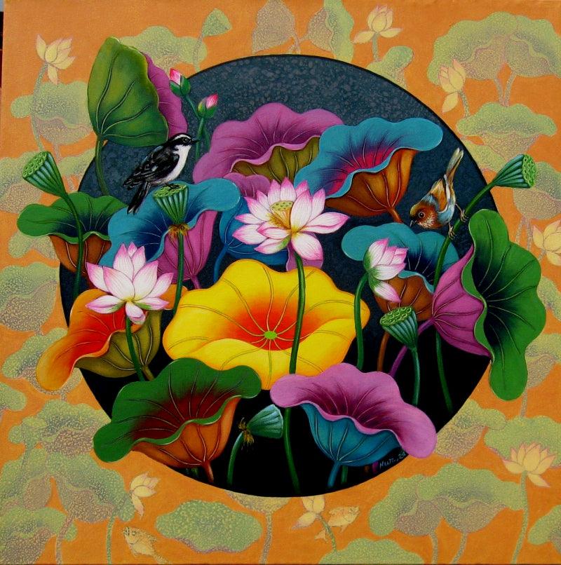 Nature acrylic painting titled 'Untitled 1', 24x24 inches, by artist Nur Ali on Canvas